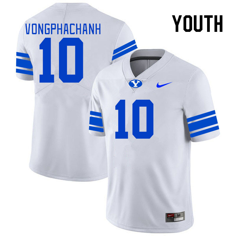 Youth #10 AJ Vongphachanh BYU Cougars College Football Jerseys Stitched Sale-White